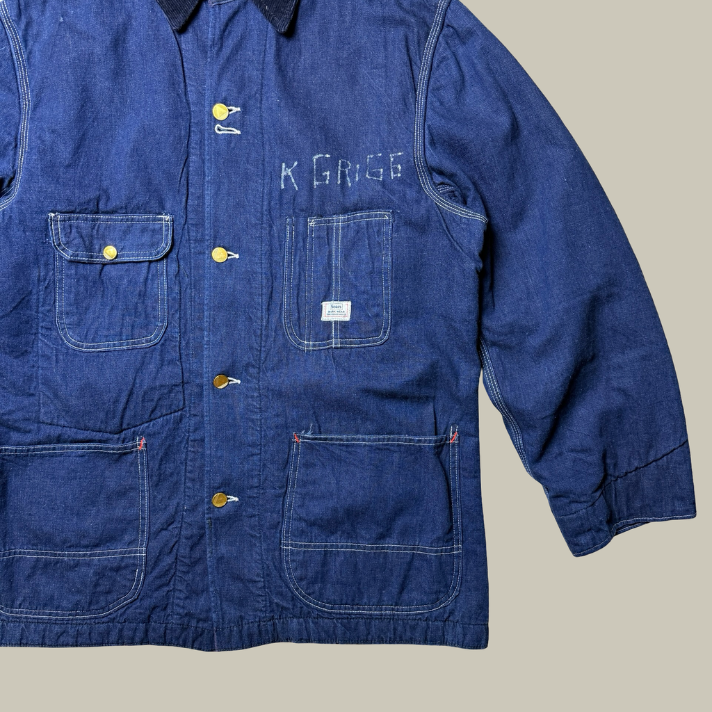 1940s SEARS ROEBUCK BLANKET-LINED DENIM CHORE COAT