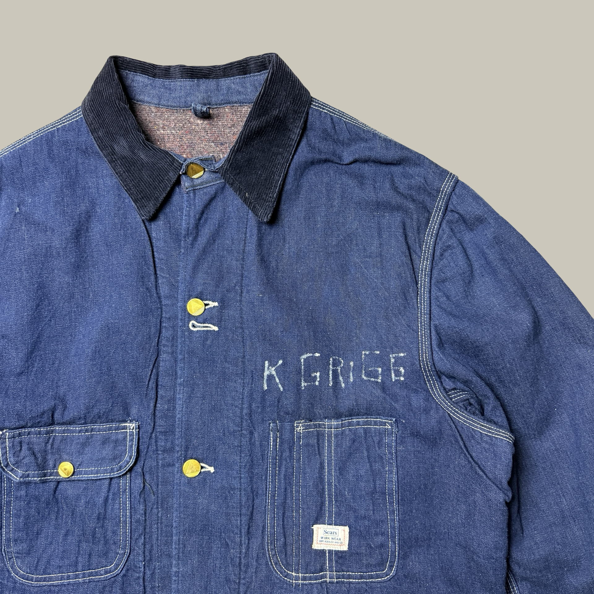 1940s SEARS ROEBUCK BLANKET-LINED DENIM CHORE COAT