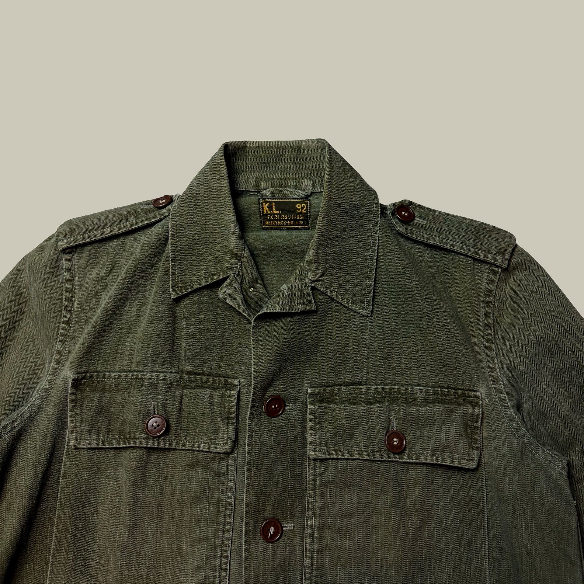 BELGIAN ARMY HERRINGBONE TWILL FIELD SHIRT CIRCA EARLY 1960S
