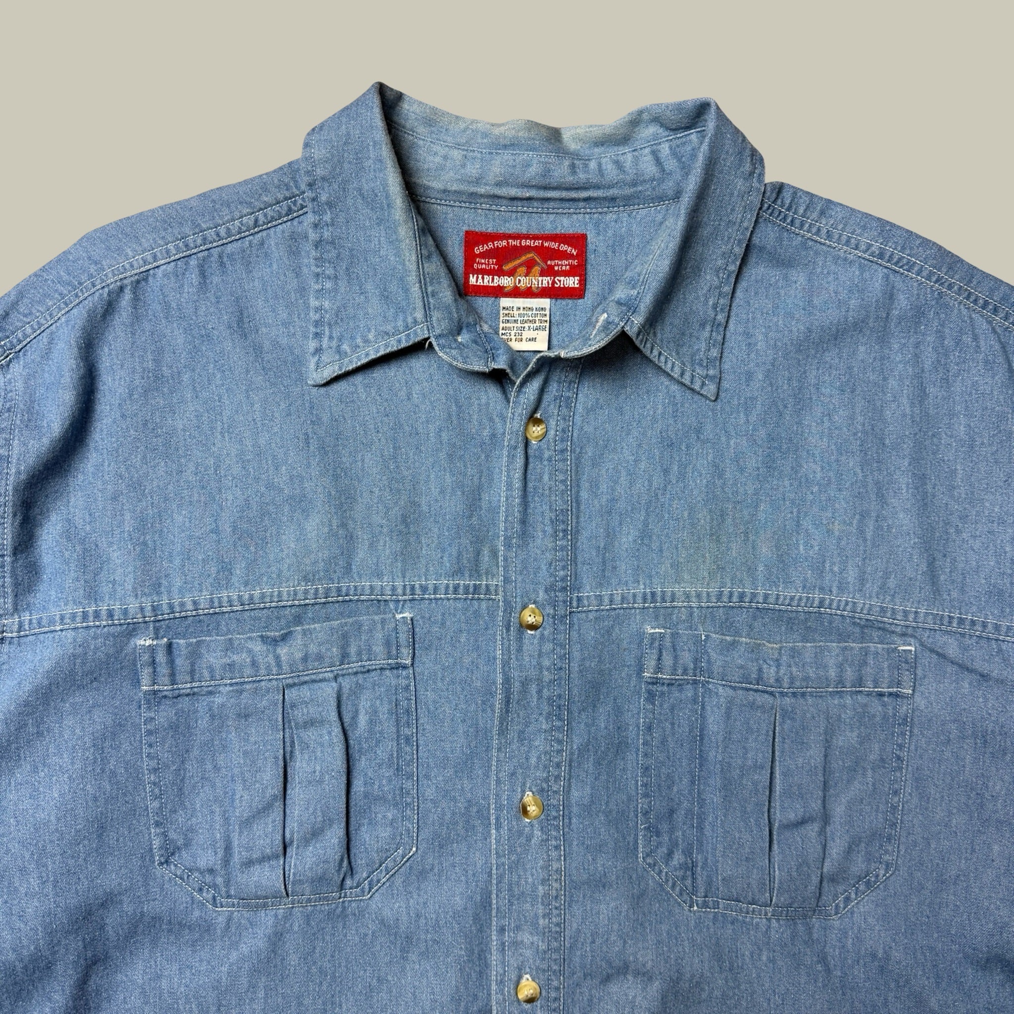 MARLBORO COUNTRY STORE DENIM WORK SHIRT CIRCA LATE 1990S
