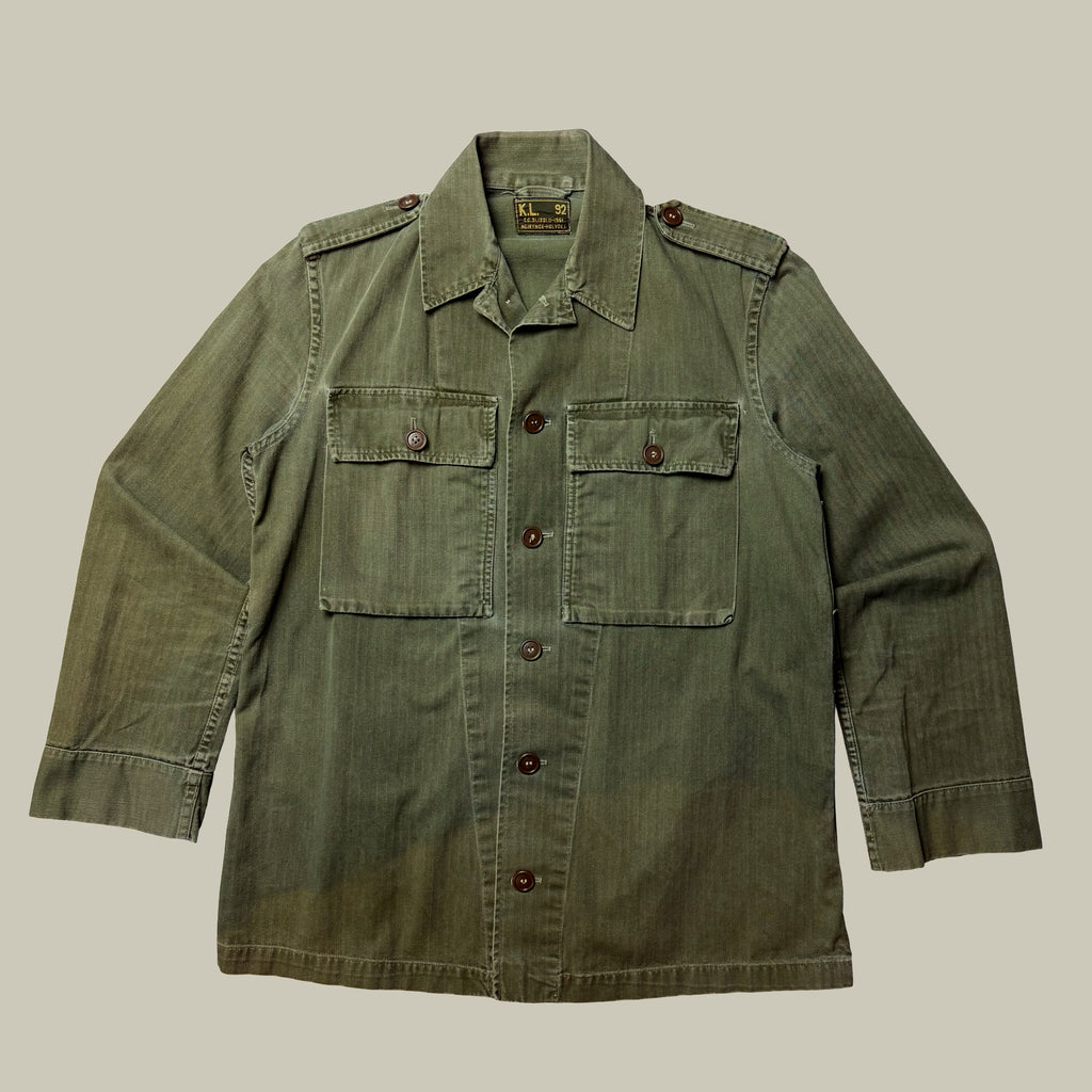BELGIAN ARMY HERRINGBONE TWILL FIELD SHIRT CIRCA EARLY 1960S