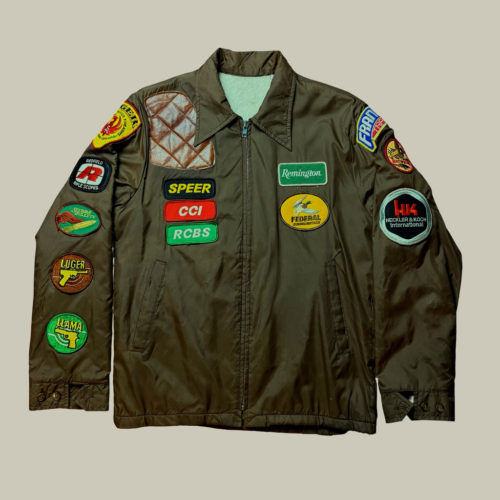 PATCHED FIREARMS & HUNTING WORK JACKET (C. LATE 1970s–1980s)