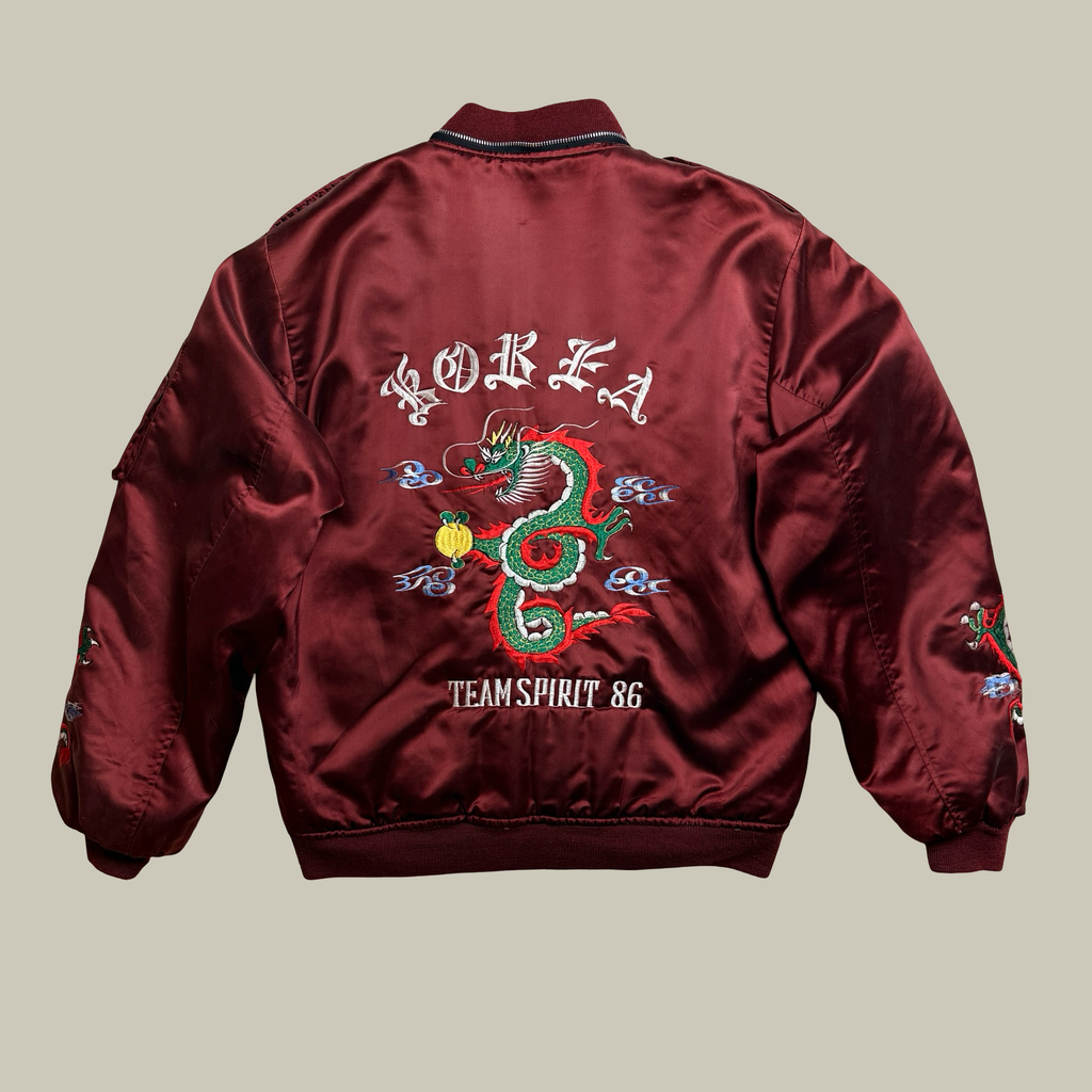 JAPANESE SOUVENIR SUKAJAN DRAGON BOMBER JACKET (C. 1986)