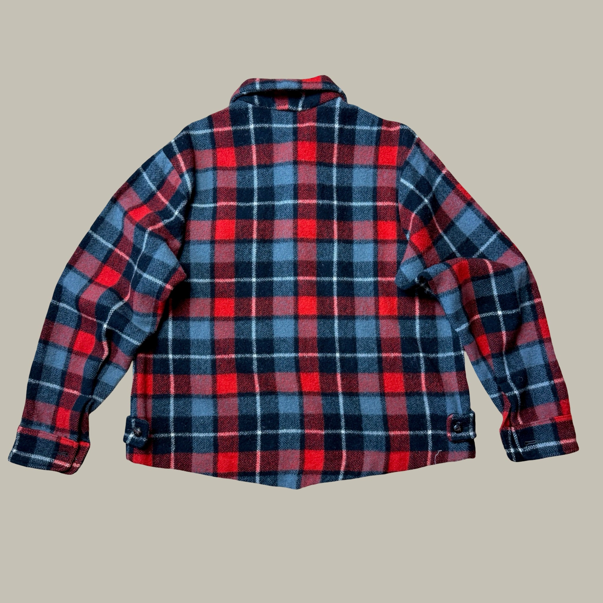 CHIPPEWA FALLS WOOLEN MILL RED BUFFALO PLAID WOOL PULLOVER CIRCA EARLY 1960S