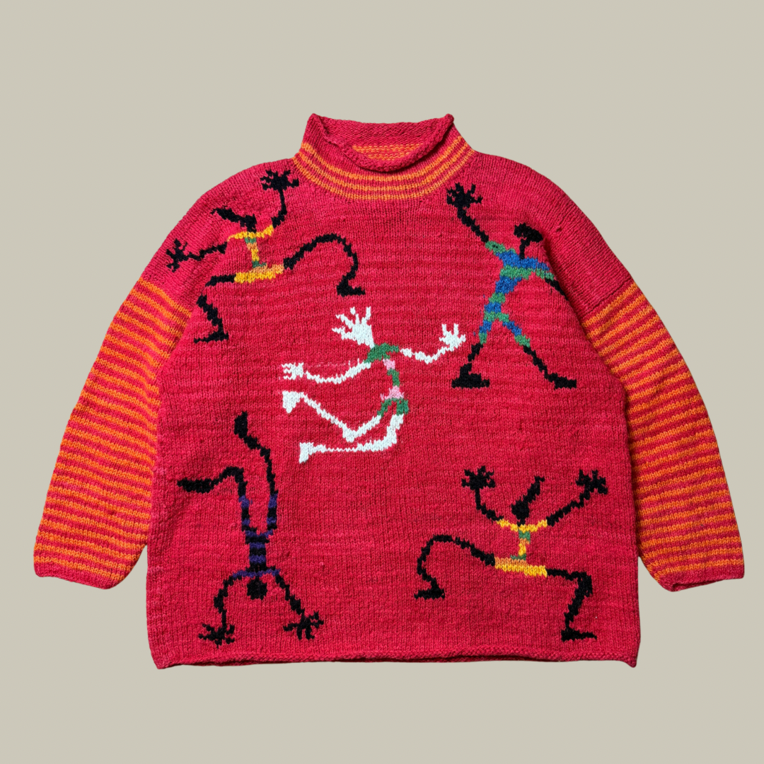 AMANO BOLIVIAN HANDWOVEN FIGURAL WOOL SWEATER (C. LATE 1980s–1990s)