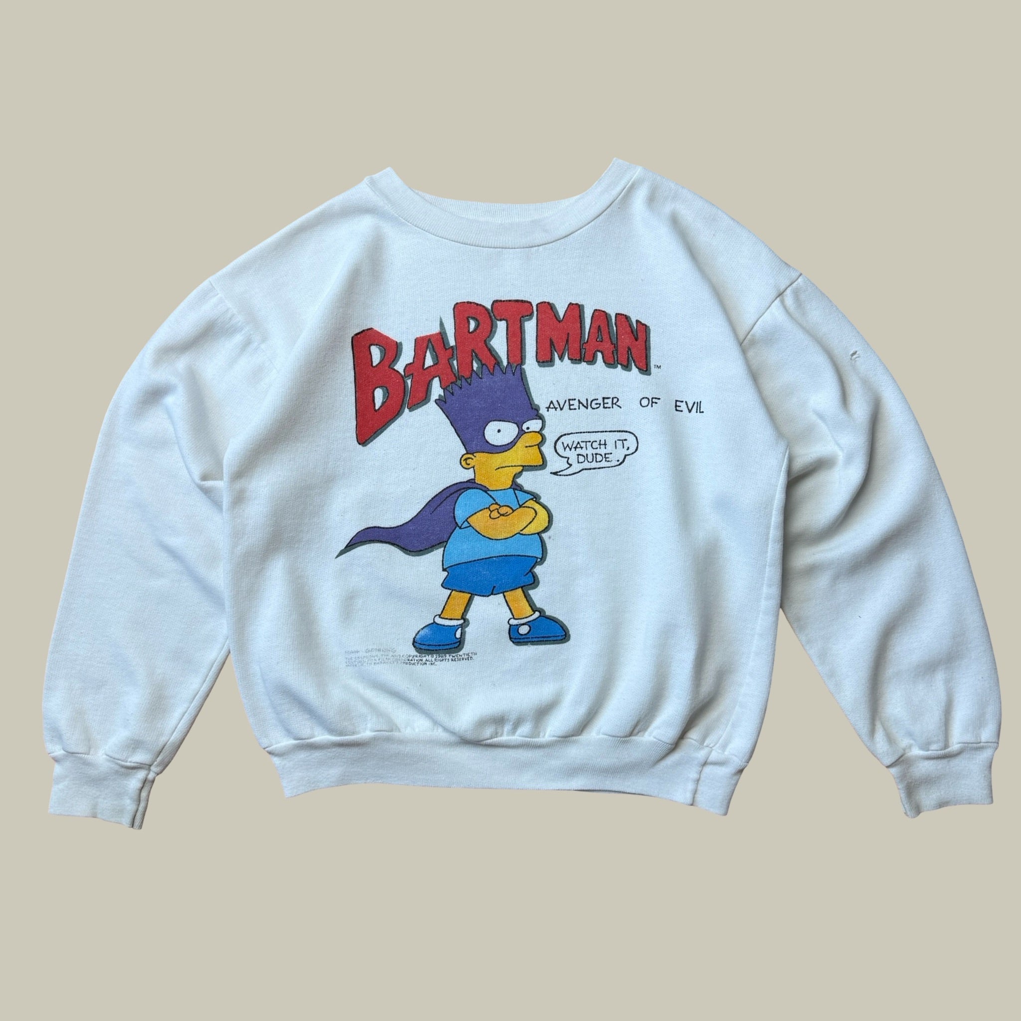 BARTMAN AVENGER OF EVIL CREWNECK SWEATSHIRT CIRCA 1989