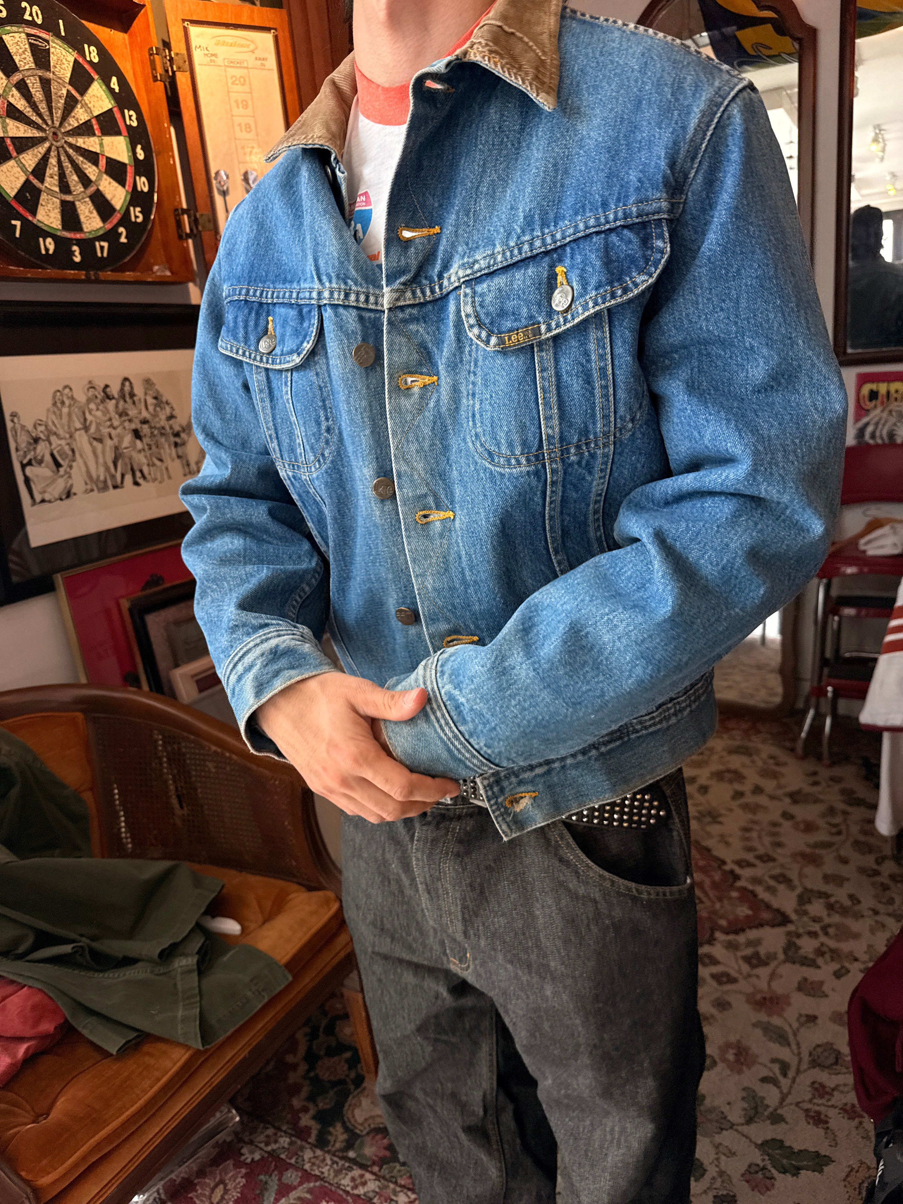 LEE STORM RIDER BLANKET-LINED DENIM JACKET WITH CORDUROY COLLAR